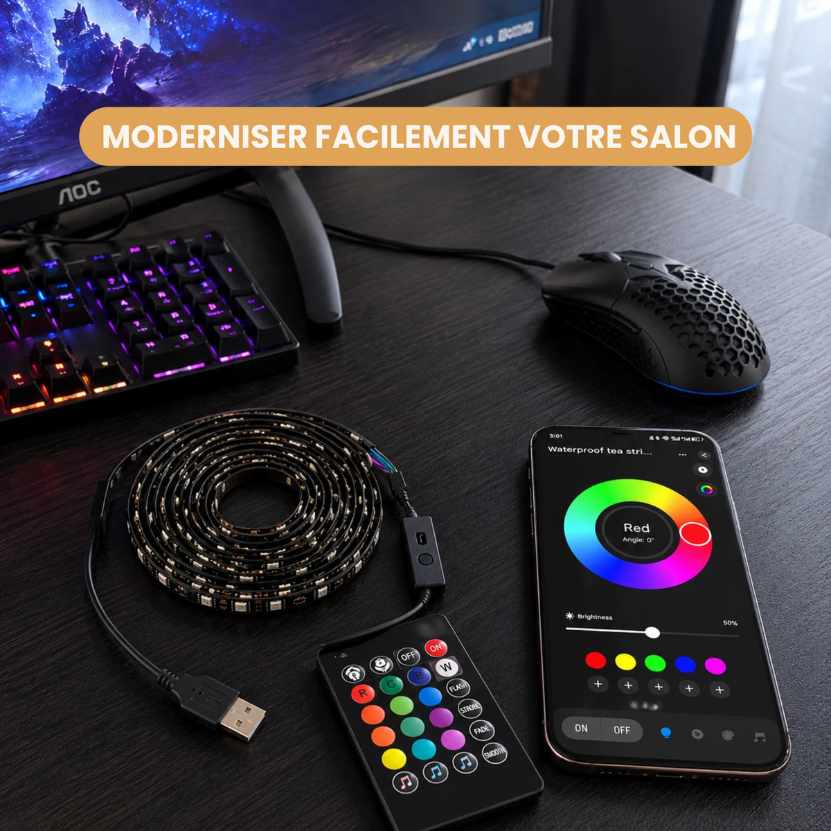 Bande LED Multicolore USB pour Télévision